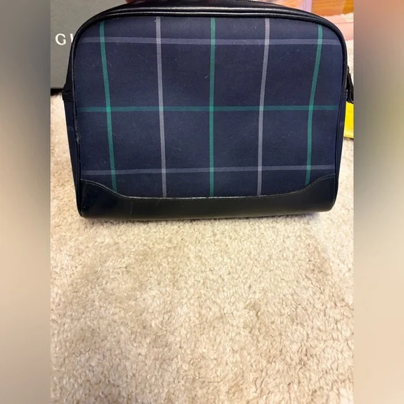 Burberrys Navy and Green Check Toiletry Bag